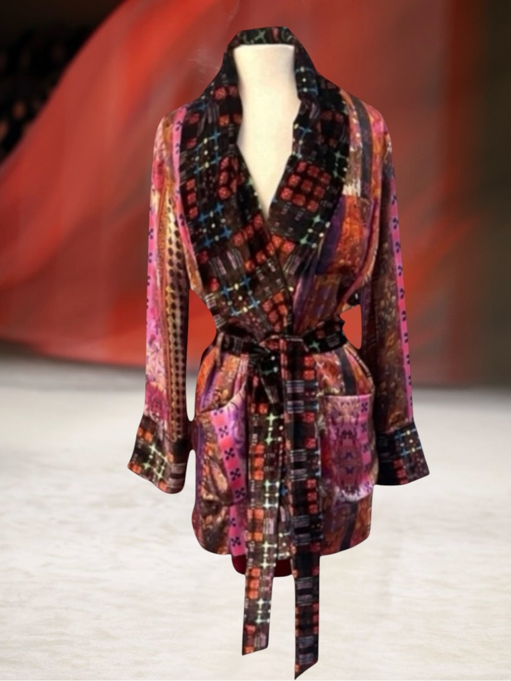 MIMI LIBERTE MICHEL KLEIN RARE SILK ROBE JACKET SIZE 38